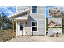 Charming two-story home with gray siding, and a welcoming front porch entry at 5173 Pacific Ave, Spring Hill, FL 34607