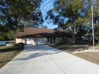 Charming one-story home featuring a spacious driveway and a two-car garage at 8526 Delaware Dr, Weeki Wachee, FL 34607
