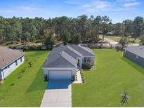 Well-maintained single-story home featuring an attached two-car garage and a spacious front lawn at 8828 Mississippi Run, Weeki Wachee, FL 34613