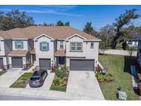 Charming townhome with a two-car garage and landscaped front yard at 6741 Citrus Creek Ln, Tampa, FL 33625