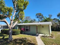 Charming single-story home with a well-maintained lawn and beautiful landscaping at 7028 Merrick Ln, Spring Hill, FL 34606