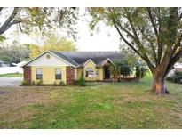 Charming single-story home featuring a well-maintained front yard with mature trees and cozy curb appeal at 29341 Rhodin Pl, Wesley Chapel, FL 33545