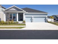 Charming single-story home featuring a two-car garage and manicured landscaping, creating an inviting curb appeal at 1436 Gopher Loop, Tarpon Springs, FL 34689