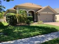 Charming home with a well-maintained lawn and a welcoming front entryway at 1803 Roseroot Ct, Trinity, FL 34655