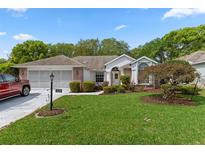 Charming single-story home featuring a well-manicured lawn and beautiful landscaping at 2309 Terrace View Ln, Spring Hill, FL 34606