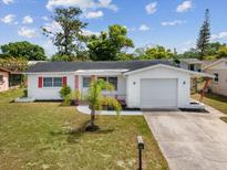 Charming single-story home with a well-manicured front yard and a convenient driveway at 9316 Whitman Ln, Port Richey, FL 34668