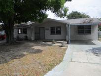 Modest single-story home with a front yard featuring a mature tree providing shade at 4520 Iris Dr, New Port Richey, FL 34652