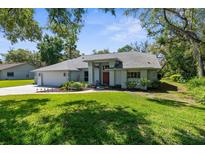 Charming single-story home with lush green lawn and mature trees in a peaceful setting at 18663 Autumn Lake Blvd, Hudson, FL 34667