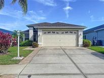 Charming single-story home with a well-manicured lawn, a large two-car garage, and a neutral color scheme at 1006 Sweet Jasmine Dr, Trinity, FL 34655