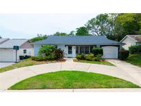 Charming single-story home featuring a well-maintained lawn and landscaping at 12407 Gunstock Ln, Hudson, FL 34667