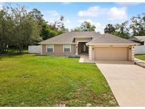 Charming single-story home featuring a well-manicured lawn and two-car garage at 6076 Shiprock Ave, Spring Hill, FL 34608