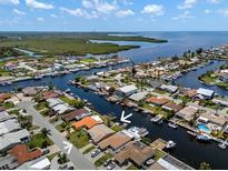 Beautiful aerial view of waterfront homes with boat docks and canal access at 4937 Dory Dr, New Port Richey, FL 34652