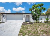 Charming single-story home with white exterior, two-car garage, and well-maintained landscaping at 9005 Lido Ln, Port Richey, FL 34668
