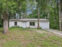 Charming single-story home with a well-maintained lawn and attached one car garage surrounded by trees at 11751 Key Lime Dr, New Port Richey, FL 34654