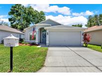 Charming single-story home featuring a two-car garage, well-kept lawn, and welcoming curb appeal at 7736 Chadwick Dr, New Port Richey, FL 34654