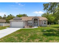 Charming single-story home featuring a well-manicured front yard and attached two-car garage at 8382 Christopher Ln, Weeki Wachee, FL 34613