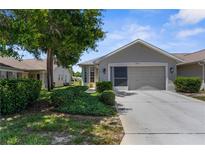 Charming home with a two-car garage, well-maintained lawn, and beautiful landscaping at 9407 Burnam Dr, Weeki Wachee, FL 34613