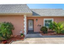Charming home entrance with decorative features and well-maintained landscaping at 9622 Brassie Ct # 9, New Port Richey, FL 34655