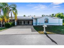Charming single-story home featuring a covered carport, palm trees, and a well-maintained front yard at 4221 San Rafael Ave, New Port Richey, FL 34655
