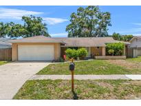 Charming single-story home with a well-manicured lawn and a two-car garage in a suburban neighborhood at 6656 Pinecrest N Ln, Pinellas Park, FL 33781