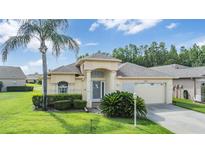 Charming single-story home featuring a well-manicured lawn and lush landscaping at 12027 Yellow Finch Ln, Trinity, FL 34655