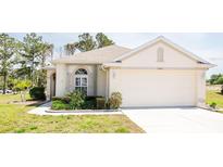 Charming single-story home with a two-car garage, manicured lawn and mature landscaping at 2542 Sandy Hill Ct, Holiday, FL 34691