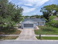 Charming single-story home featuring a two-car garage, landscaped yard, and beautiful curb appeal at 7701 Anaheim Ave, New Port Richey, FL 34655