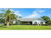 Charming single-story home with a lush green lawn, mature palm tree, and well-maintained landscaping at 8522 Cranes Roost Dr, New Port Richey, FL 34654