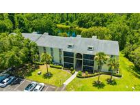 Condo building with beautiful landscaping, pond view, and ample parking at 3134 Lake Pine Way # F2, Tarpon Springs, FL 34688