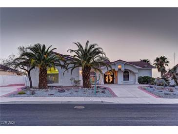 House with palm trees and decorative entrance at 928 Rhyolite Ter, Henderson, NV 89011