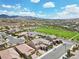 Residential aerial displaying the community's layout and beautiful mountain views at 2130 Danzinger Pl, Henderson, NV 89044