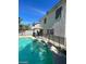 Backyard pool with a patio and house view at 9617 Pine River Ln, Las Vegas, NV 89123