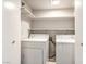 Functional laundry room with washer, dryer and shelving at 925 Boulder Mesa Dr # 101, Las Vegas, NV 89128