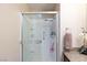 Walk-in shower with built-in shelving at 7200 Pirates Cove Rd # 1093, Las Vegas, NV 89145