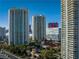 Aerial view of high-rise residential buildings with resort-style amenities and city views at 2877 Paradise Rd # 304, Las Vegas, NV 89109