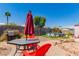 Backyard with patio furniture, grill, and above ground pool at 4585 Sonia Rose Ln, Las Vegas, NV 89122