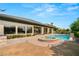 Expansive pool and spa with patio at 9517 Verlaine Ct, Las Vegas, NV 89145