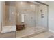 Large walk-in shower with glass enclosure and built-in bench at 120 Los Cabos Dr # 301, Las Vegas, NV 89144