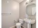 Simple bathroom with pedestal sink, toilet and shower at 8255 Las Vegas Blvd # 1819, Las Vegas, NV 89123