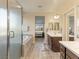 Spa-like bathroom with double vanity and large shower at 9096 Becket Ranch Ct, Las Vegas, NV 89113