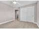 Bright bedroom with ceiling fan and double doors at 3088 Via Flaminia Ct, Henderson, NV 89052