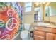 Bathroom with shower/tub combo and wood vanity at 48 Panorama Crest Ave, Las Vegas, NV 89135