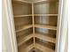 Large corner pantry with ample shelving for food storage at 72 Ella Ashman Ave, Henderson, NV 89011