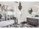 Elegant bathroom with a large shower, soaking tub, and modern vanity at 2890 Belcastro St, Las Vegas, NV 89117