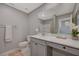 Clean bathroom with vanity, toilet and shower at 5269 Silver Branch Ave, Las Vegas, NV 89118