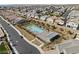 Aerial view of community pool and homes at 3367 Peak View Ave, Henderson, NV 89044