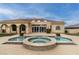 Stunning pool and spa with flagstone decking at 9621 Verlaine Ct, Las Vegas, NV 89145