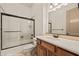 Bathroom features a shower/tub combo and modern vanity at 653 Paloma Cir, Mesquite, NV 89027