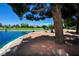 Picturesque view of the lake with golf course in the background at 4901 Portraits Pl, Las Vegas, NV 89149