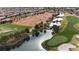 Aerial view of golf course with water features at 2820 Lotus Hill Dr, Las Vegas, NV 89134